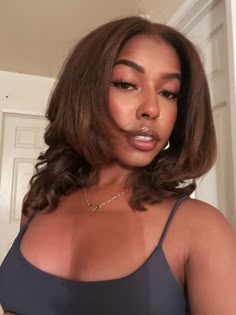 Medium Bronze Brown Hair, Chestnut Hair Color On Black Women, Deep Brown Hair Black Women, Chestnut Brown Hair With Highlights Black Women, Brown Rinse On Black Hair, Brown Natural Hair Black Women, Brown Dyed Hair Black Women, Dark Chocolate Brown Hair Black Women, Chestnut Hair Black Women