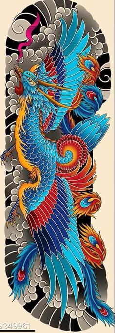 an artistic tattoo design with two birds on the wings and one bird flying in the air