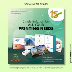 an advertisement for printing needs on the front cover of a magazine or brochure