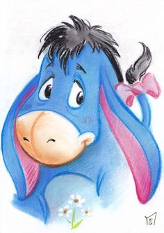 Sweet, tender and homeless Eeyore :) Made with soft pastels and colored pencils. By rmg.art3 (IG) Eeyore Fanart, Winnie The Pooh Drawing Eeyore, Cute Eeyore Drawing, Eeyore Icon, Eeyore Watercolor, Eeyore Artwork, Eeyore Sketch, Eeyore Drawing, Igor Winnie The Pooh Drawing