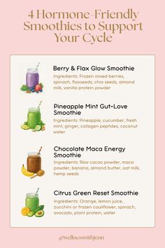 the four different types of smoothies are shown in this graphic above it's description