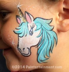 Fair Face Paint, Simple Unicorn Face, Simple Unicorn Face Paint, Boy Unicorn Face Paint, Face Painting Ideas Unicorn, Unicorn Face Art, Unicorn Face Paint Stencil, Pony Face Paint, Unicorn Face Paint