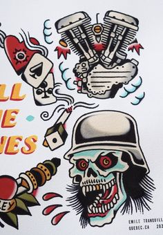 an image of some tattoos on the back of a white paper with words all the bones