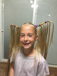Easy Silly Hairstyles, Crazy Hair Day Blonde, Silly Hair Styles For Kids, Easy Funny Hairstyles, Weird Girl Hairstyles, Crazy Hair Day Fine Hair, Weird Hairstyles, Kindergarten Crazy Hair Day, Crazy Hair Styles