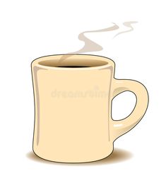 a cup of coffee with steam coming out of the top royalty illustration on white background