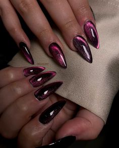 Bold, black, and effortlessly chic. ✨🖤

Book your nail appointment with us +91 97801-61464

#nails #nail #nailsnailsnails #delegant #delegantsalon #acrylicnails #marblenails Fun But Professional Nails, Black And Hot Pink Cat Eye Nails, Black And Pick Nails, Nails Acrylic Black And Pink, Black Cateye, Dark Pink Nail Ideas, Pinks And Black Nails, Nail Ideas Black And Pink, Dark Red And Purple