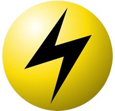a yellow ball with a black lightning bolt on it's side and a white background