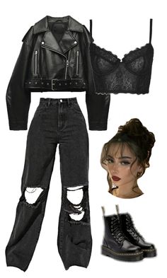 Emo Rock Concert Outfit, Outfit Ideas Bar Casual, Sleep Token Outfits, The Offspring Concert Outfit Ideas, Soft Rock Aesthetic Outfits, Dark Fem Streetwear, 80s Emo Fashion, Style Black Leather Jacket, Vampire Outfit Modern