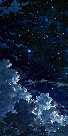 the night sky is full of stars and clouds