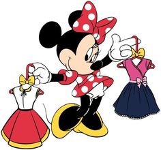 minnie mouse dancing with two dresses on her feet and one dress on the other side