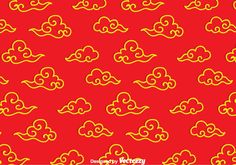 red and yellow clouds on a red background with the words,'happy chinese new year '