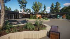 Planet Zoo Zoo Entrance, Planet Zoo Entrance Plaza Ideas, Planet Zoo Exhibit Ideas, Zoo Entrance Layout, Planet Zoo River Rock Zoo, Modern Zoo, Modern Zoo Design, Planet Zoo Habitat Design Inspiration, Planet Zoo Entrance Ideas