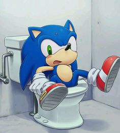sonic the hedgehog sitting on top of a toilet