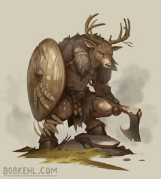 an animal with horns and armor on it's back, holding a large shield