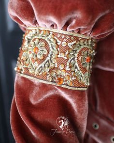 Silk Belvet Adventure Dress in rust, inspired by @betseyjohnson F/W 1997. Swipe to the last slide to see the difference—stretch velvet (top) vs. silk velvet (bottom)!

 #AdventureDress #medieval #silkvelvet Costume Design With Velvet, Embroidered Velvet, Silk Velvet Embroidery, Medieval Velvet, Embroidery On Velvet, Velvet Jerkin, Gold Embroidered Velvet, Medieval Velvet Dress, Beading On Velvet