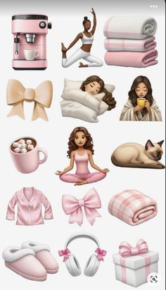 a bunch of different items that are in the shape of a cell phone screen, with an image of a woman on it