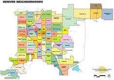 a map of denver neighborhood with the names and numbers