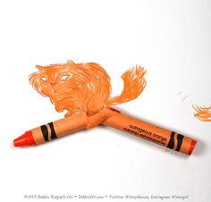 an orange crayon pencil drawing a dog