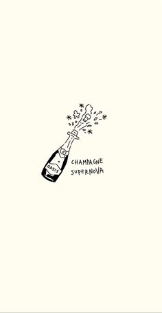 a black and white drawing of a champagne bottle with the caption chama que sierra