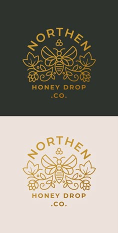 three different logos for honey drop