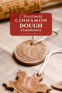 christmas cinnamon doughnut ornaments with text overlay