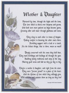 a mother and daughter poem with birds on it