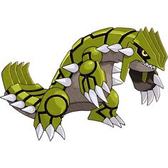 a green and white dragon with sharp teeth
