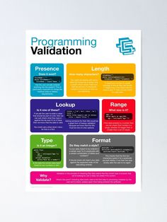 a poster with the words programming and its corresponding colors, including red, yellow, blue, green, pink, orange