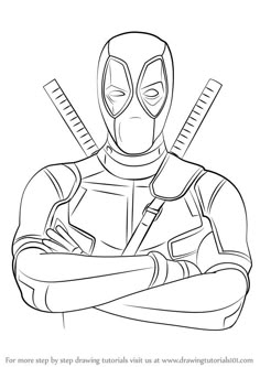 the deadpool coloring page for kids to print out and color with their hands crossed