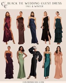 the black tie wedding guest dress is available in multiple colors and styles, including one for each bridesmaid