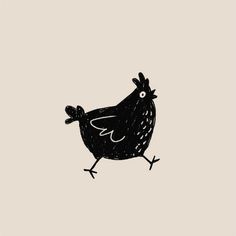 a black and white drawing of a chicken