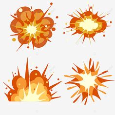 an orange and yellow explosion set on a white background, illustration, cartoon png and psd