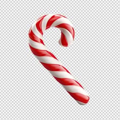 a candy cane with red and white stripes, on a transparent background png clipart