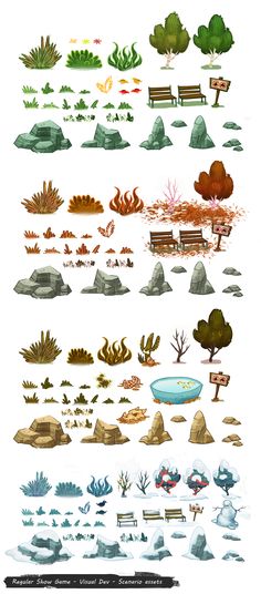 an image of different types of trees and bushes