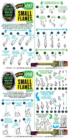 an info sheet showing how to draw small flames