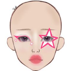 #rockstar #makeupaddict #themedmakeup Kpop Demon Hunters Makeup Inspo, Pink Facepaint, Makeup Inspo Concert, Rock Star Make Up, Face Paint Stars, Rockstar Makeup Women, Makeup Scene, Glamrock Makeup, Tv Girl Makeup Looks