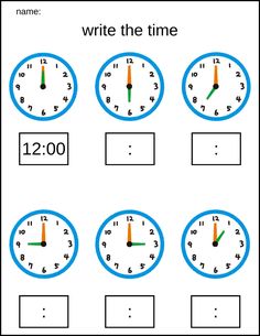 worksheet for telling time to the hour