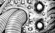 an image of some sort of animal that is in black and white, with lots of bubbles