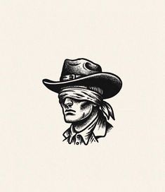 a drawing of a man wearing a cowboy hat