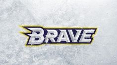 the word brave is written in white and yellow