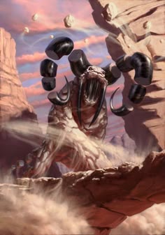 an image of a creature with horns in the desert