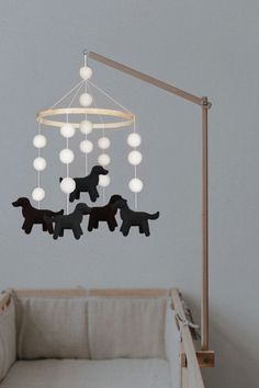 Baby mobile with 5 felt black labradors