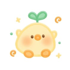 an animal with a green leaf on top of it's head, surrounded by bubbles