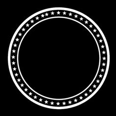 a black and white circle with stars in the center on a black background, it is an illustration