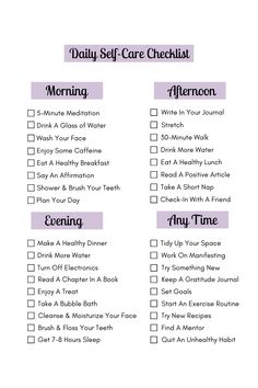 Self Love Ideas Simple, Self Love To Do List, Love Checklist, Self Love Tracker, Self Love Checklist For Women, Daily Tasks Self Care, Selflove Routine, Self Love Checklist, Daily Self-care Routine Printable