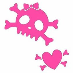 a pink skull and crossbones sticker next to each other on a white background