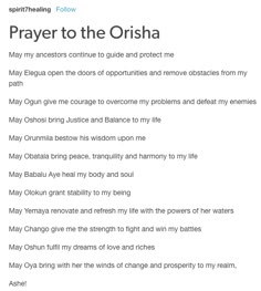an image of the poem prayer to the orishaa