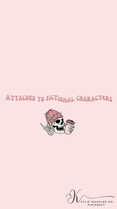 a pink book cover with a skull holding a coffee cup and the words attached to it