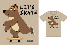 a t - shirt with a bear riding a skateboard