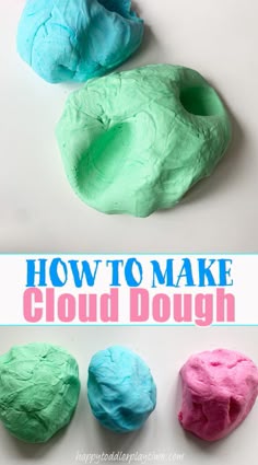 how to make cloud dough for kids and toddlers using play dough with colored food coloring